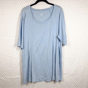 J. Jill Light Blue Pima‎ Seamed Elbow Sleeve Tunic Top
